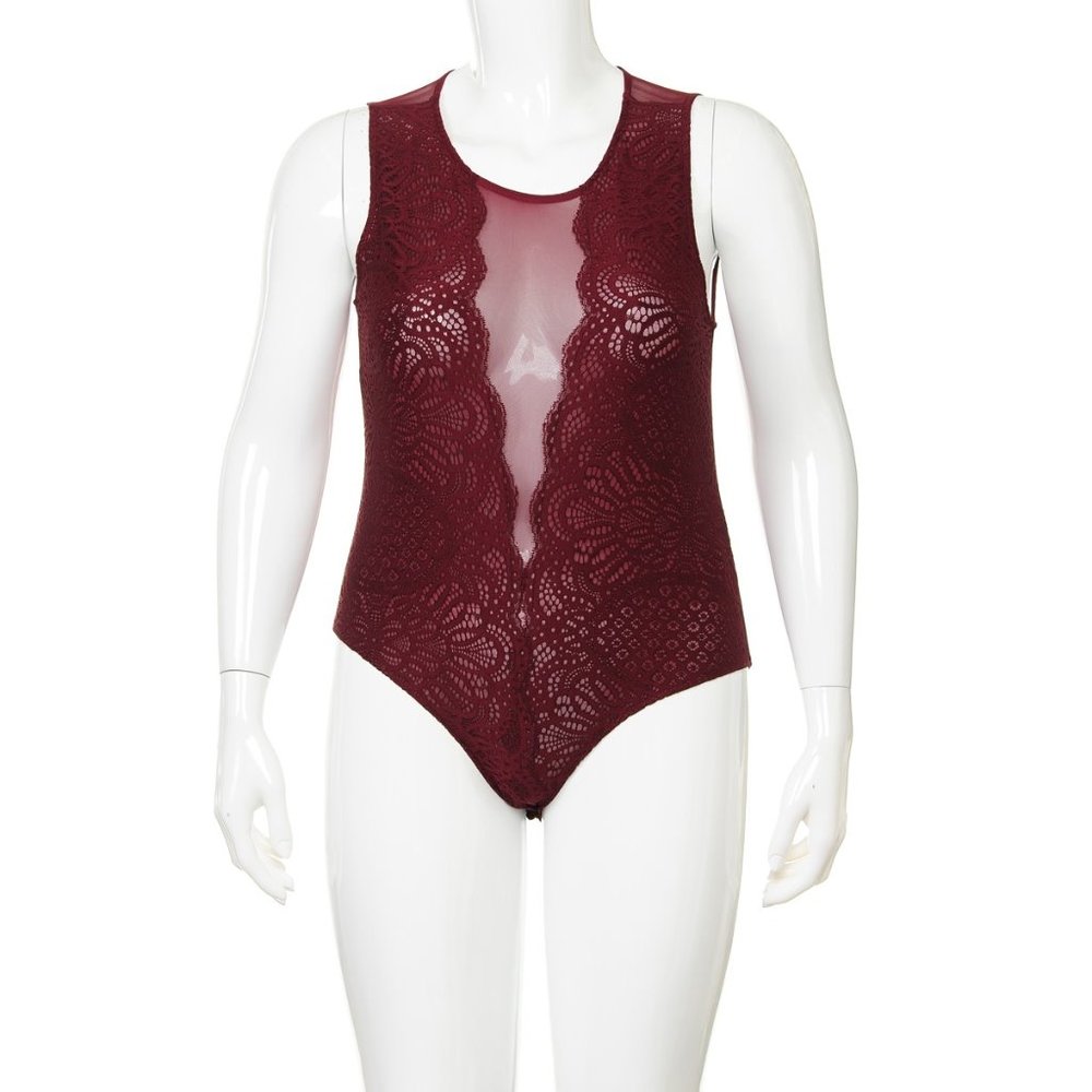 Plus size Sheer Open Front Body Suit